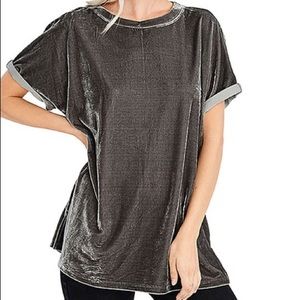 Wishlist oversized grey velvet tee